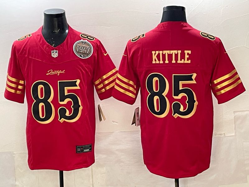 Men 2025 Nike San Francisco 49ers #85 Kittle red gold 5th generation Limited NFL Jersey 002